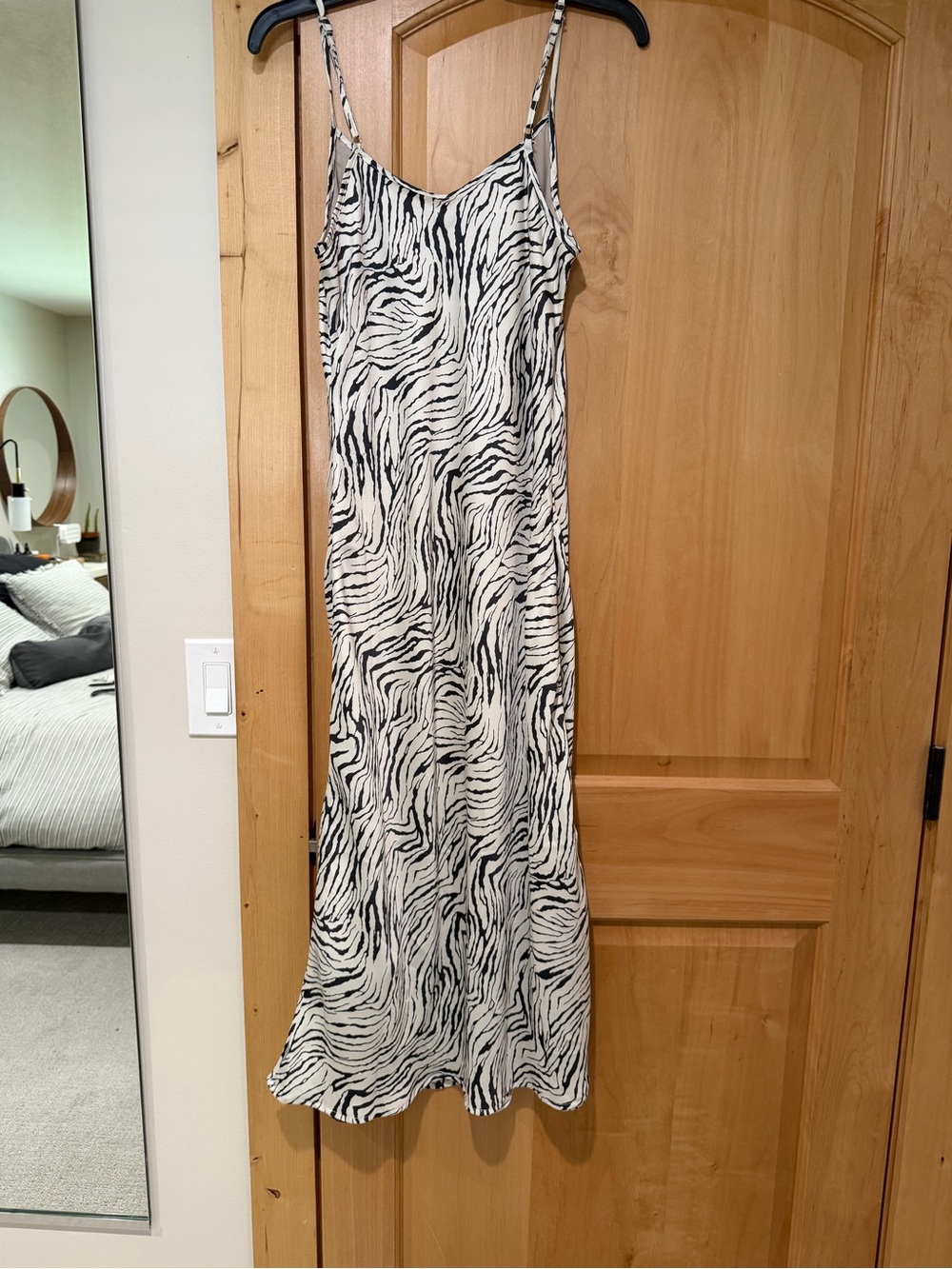 bohme Black and White Zebra-Print Maxi Slip Dress